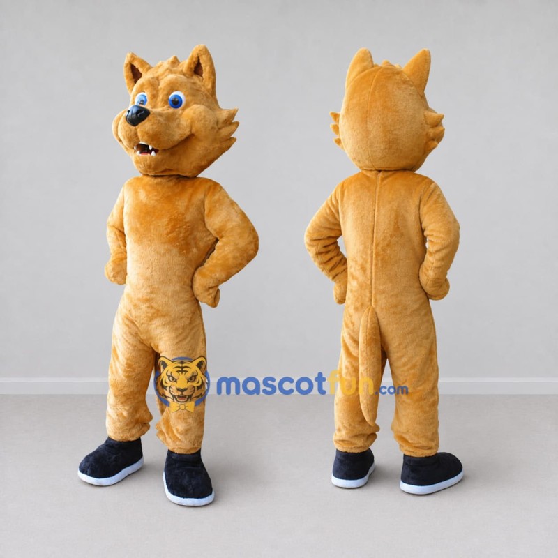 Custom Tan Canine Character Mascot Costume Adult Full Body Suit for School Events Custom Tan Canine Character Mascot Costume Adult Full Body Suit for School Events