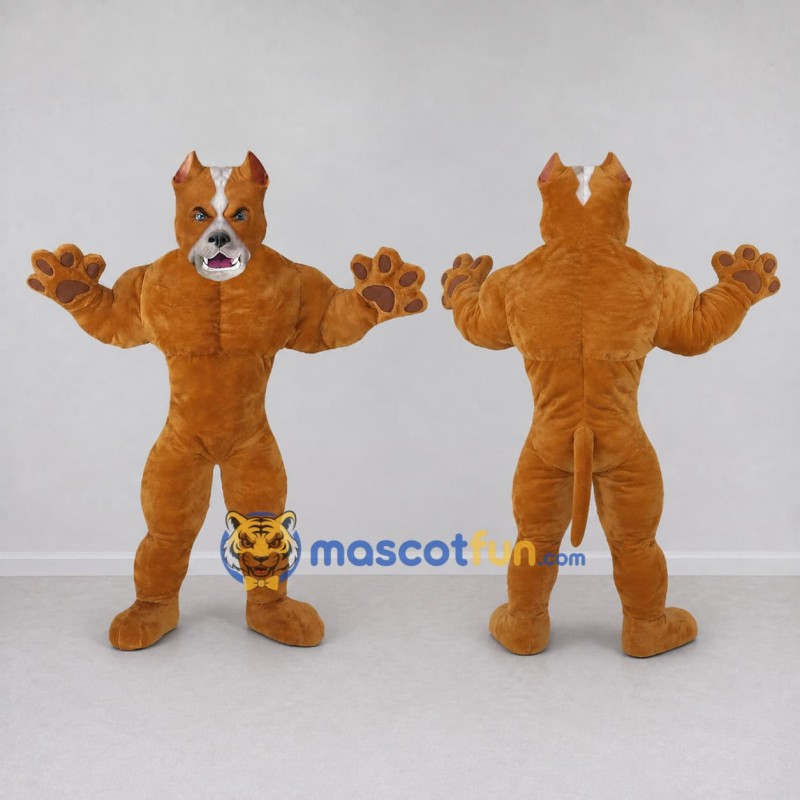 Custom Brown Muscular Animal Character Mascot Costume Adult Full Body Suit for Sports Events
