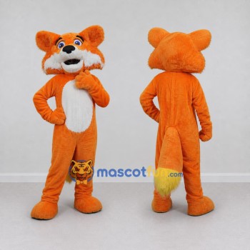 Custom Orange and White Fox Mascot Costume Adult Full Body Suit for School Events