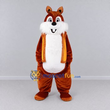 Custom Brown and Yellow Squirrel in Vest Mascot Costume Adult Full Body Suit for School Events Custom Brown and Yellow Squirrel in Vest Mascot Costume Adult Full Body Suit for School Events
