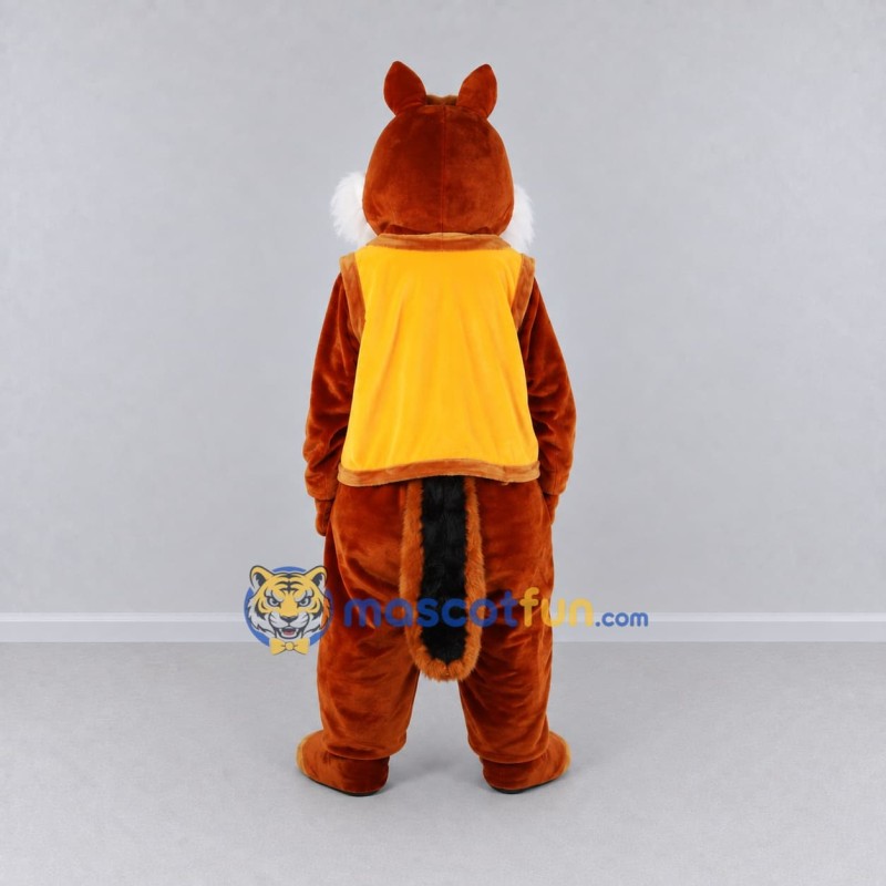 Custom Brown and Yellow Squirrel in Vest Mascot Costume Adult Full Body Suit for School Events Custom Brown and Yellow Squirrel in Vest Mascot Costume Adult Full Body Suit for School Events