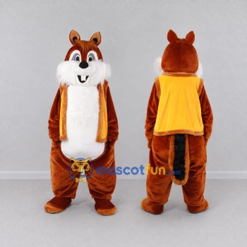 Custom Brown and Yellow Squirrel in Vest Mascot Costume Adult Full Body Suit for School Events