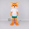 Custom Orange White and Green Fox in Sportswear Mascot Costume Adult Full Body Suit for Sports Events Custom Orange White and Green Fox in Sportswear Mascot Costume Adult Full Body Suit for Sports Events