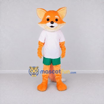 Custom Orange White and Green Fox in Sportswear Mascot Costume Adult Full Body Suit for Sports Events Custom Orange White and Green Fox in Sportswear Mascot Costume Adult Full Body Suit for Sports Events