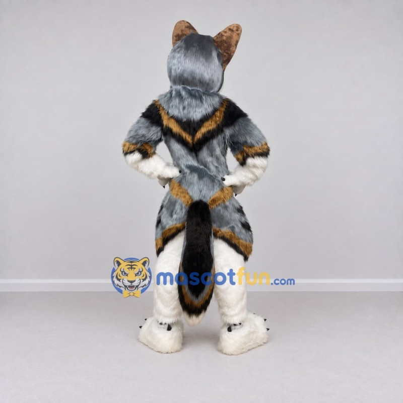 Custom Gray Black and Tan Canine Character Mascot Costume Adult Full Body Suit for School Events Custom Gray Black and Tan Canine Character Mascot Costume Adult Full Body Suit for School Events