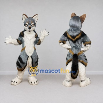 Custom Gray Black and Tan Canine Character Mascot Costume Adult Full Body Suit for School Events