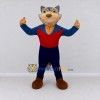 Custom Blue Tan and Red Wolf in Vest Mascot Costume Adult Full Body Suit for Themed Parties