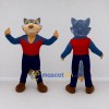 Custom Blue Tan and Red Wolf in Vest Mascot Costume Adult Full Body Suit for Themed Parties