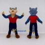 Custom Blue Tan and Red Wolf in Vest Mascot Costume Adult Full Body Suit for Themed Parties