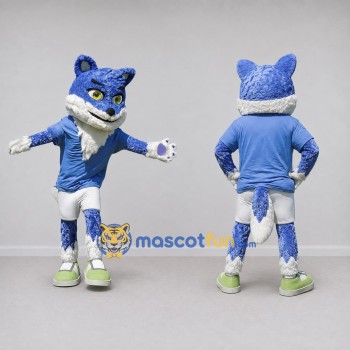 Custom Blue and White Fox in Sportswear Mascot Costume Adult Full Body Suit for Sports Events