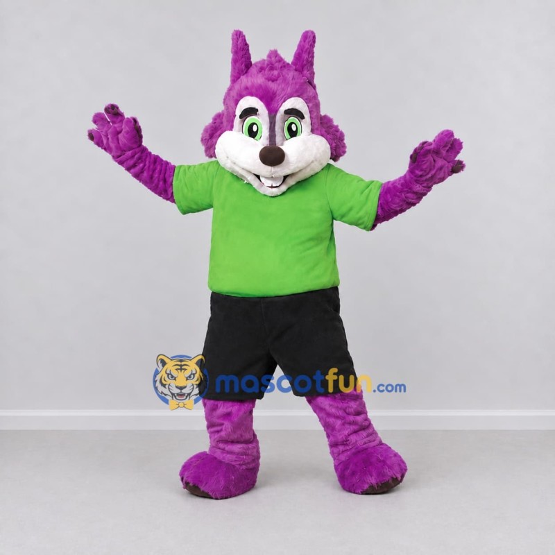Custom Purple Green and Black Canine Character in Sportswear Mascot Costume Adult Full Body Suit for Sports Events