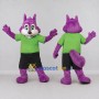 Custom Purple Green and Black Canine Character in Sportswear Mascot Costume Adult Full Body Suit for Sports Events