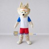 Custom Cream White and Red Wolf in Sportswear Mascot Costume Adult Full Body Suit for Sports Events