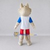Custom Cream White and Red Wolf in Sportswear Mascot Costume Adult Full Body Suit for Sports Events
