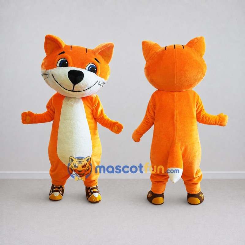 Custom Orange and White Fox Mascot Costume Adult Full Body Suit for School Events Custom Orange and White Fox Mascot Costume Adult Full Body Suit for School Events