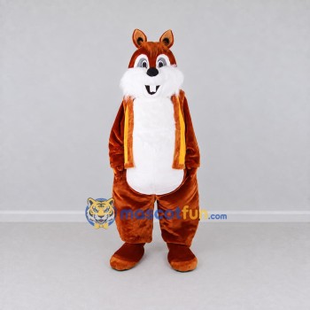 Custom Brown and Yellow Squirrel in Vest Mascot Costume Adult Full Body Suit for School Events Custom Brown and Yellow Squirrel in Vest Mascot Costume Adult Full Body Suit for School Events