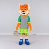 Custom Orange Gray and Green Fox in Sportswear Mascot Costume Adult Full Body Suit for Sports Events Custom Orange Gray and Green Fox in Sportswear Mascot Costume Adult Full Body Suit for Sports Events