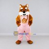 Custom Brown and Pink Red Panda in Suspenders Mascot Costume Adult Full Body Suit for Themed Parties Custom Brown and Pink Red Panda in Suspenders Mascot Costume Adult Full Body Suit for Themed Parties