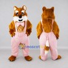 Custom Brown and Pink Red Panda in Suspenders Mascot Costume Adult Full Body Suit for Themed Parties Custom Brown and Pink Red Panda in Suspenders Mascot Costume Adult Full Body Suit for Themed Parties