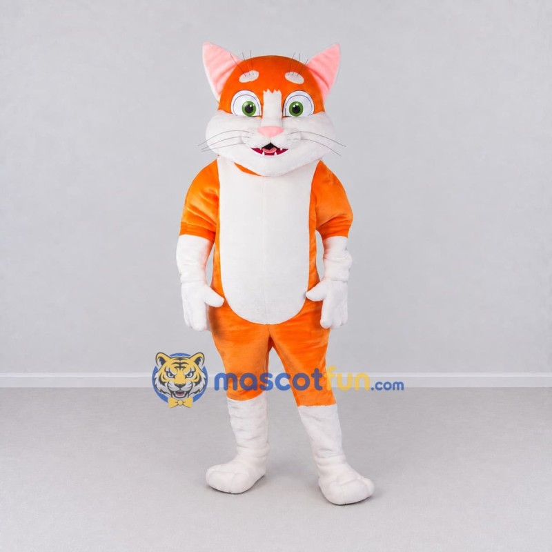 Custom Orange and White Cat Mascot Costume Adult Full Body Suit for Pet Events Custom Orange and White Cat Mascot Costume Adult Full Body Suit for Pet Events