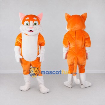 Custom Orange and White Cat Mascot Costume Adult Full Body Suit for Pet Events