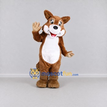 Custom Brown and White Dog Mascot Costume Adult Full Body Suit for Pet Events Custom Brown and White Dog Mascot Costume Adult Full Body Suit for Pet Events