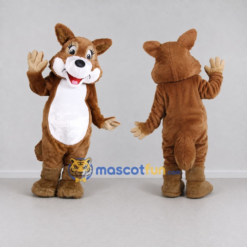Custom Brown and White Dog Mascot Costume Adult Full Body Suit for Pet Events Custom Brown and White Dog Mascot Costume Adult Full Body Suit for Pet Events