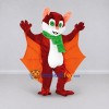 Custom Red Orange and Green Bat with Scarf Mascot Costume Adult Full Body Suit for Halloween Events