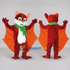 Custom Red Orange and Green Bat with Scarf Mascot Costume Adult Full Body Suit for Halloween Events
