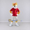 Custom Yellow Red and White Canine Character in Sportswear Mascot Costume Adult Full Body Suit for Sports Events Custom Yellow Red and White Canine Character in Sportswear Mascot Costume Adult Full Body Suit for Sports Events
