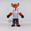 Custom Orange White and Blue Fox in Sportswear Mascot Costume Adult Full Body Suit for Sports Events Custom Orange White and Blue Fox in Sportswear Mascot Costume Adult Full Body Suit for Sports Events