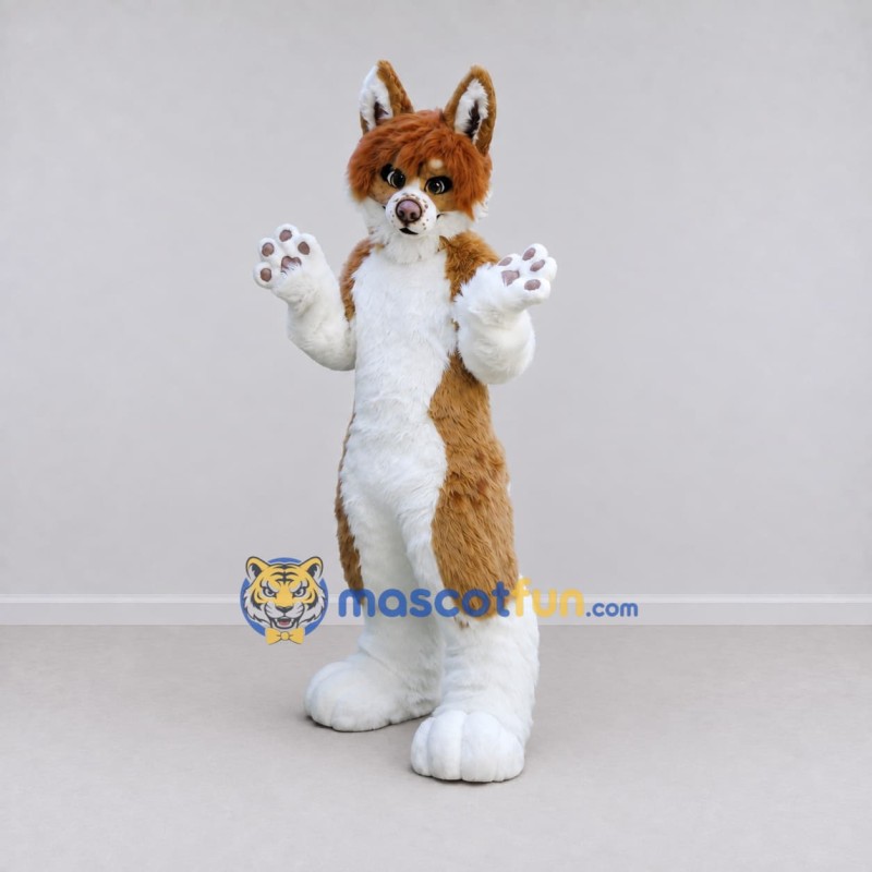 Custom Tan and White Rabbit Mascot Costume Adult Full Body Suit for Easter Events Custom Tan and White Rabbit Mascot Costume Adult Full Body Suit for Easter Events