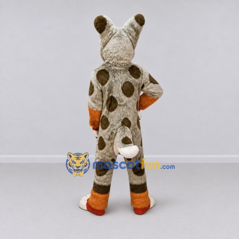 Custom Gray Brown and Orange Lynx Mascot Costume Adult Full Body Suit for Wildlife Events Custom Gray Brown and Orange Lynx Mascot Costume Adult Full Body Suit for Wildlife Events