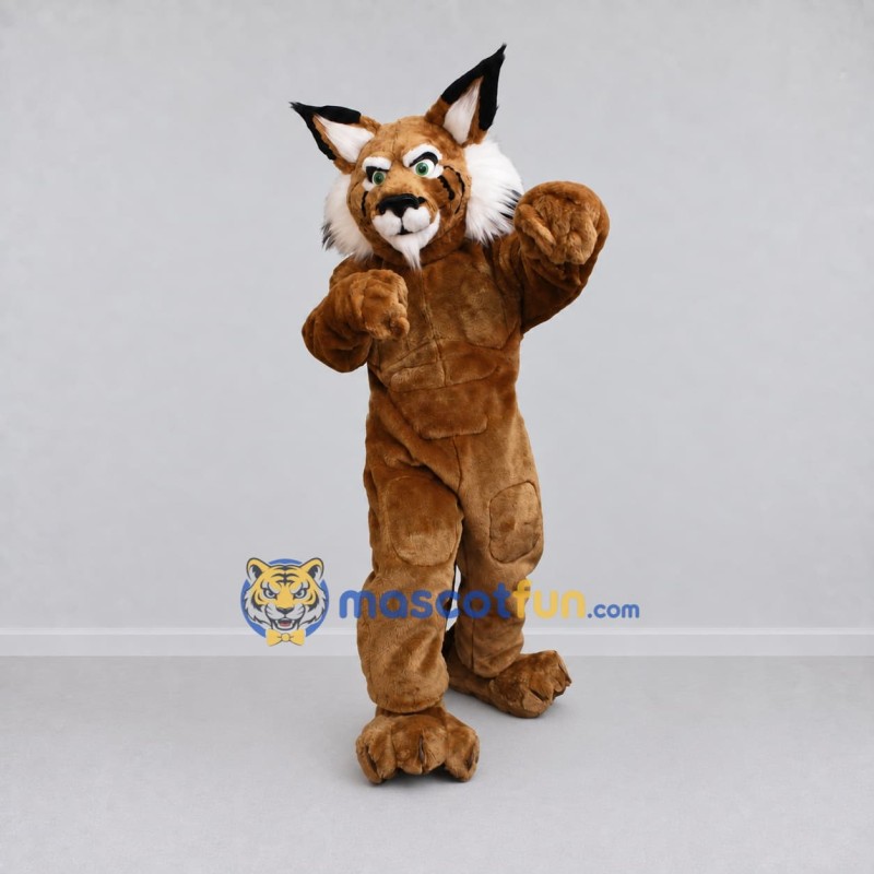 Custom Brown and White Lynx Mascot Costume Adult Full Body Suit for Wildlife Events Custom Brown and White Lynx Mascot Costume Adult Full Body Suit for Wildlife Events