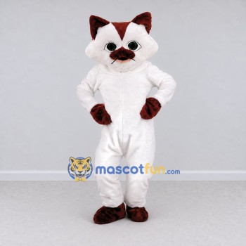 Custom White and Brown Cat Mascot Costume Adult Full Body Suit for Pet Events Custom White and Brown Cat Mascot Costume Adult Full Body Suit for Pet Events