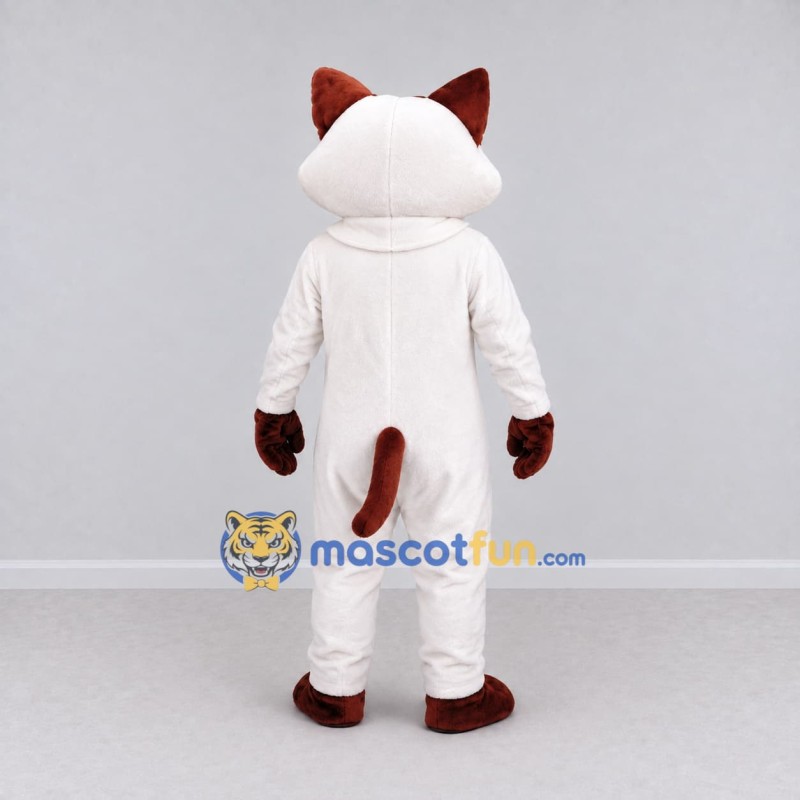 Custom White and Brown Cat Mascot Costume Adult Full Body Suit for Pet Events Custom White and Brown Cat Mascot Costume Adult Full Body Suit for Pet Events