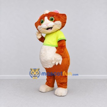 Custom Orange and Lime Green Hamster in T Shirt Mascot Costume Adult Full Body Suit for School Events