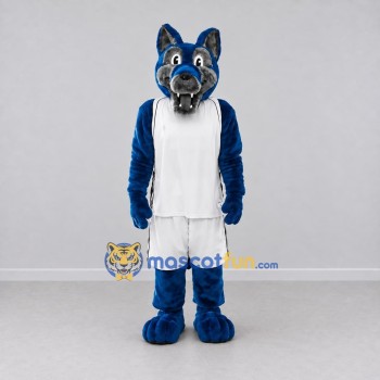 Custom Blue and White Wolf in Sportswear Mascot Costume Adult Full Body Suit for Sports Events