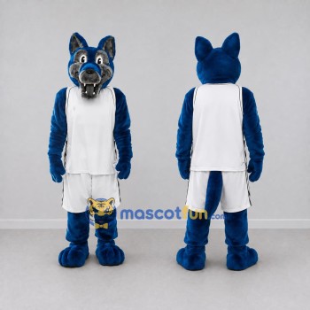 Custom Blue and White Wolf in Sportswear Mascot Costume Adult Full Body Suit for Sports Events