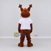 Custom Brown and White Reindeer in T Shirt Mascot Costume Adult Full Body Suit for Christmas Events Custom Brown and White Reindeer in T Shirt Mascot Costume Adult Full Body Suit for Christmas Events
