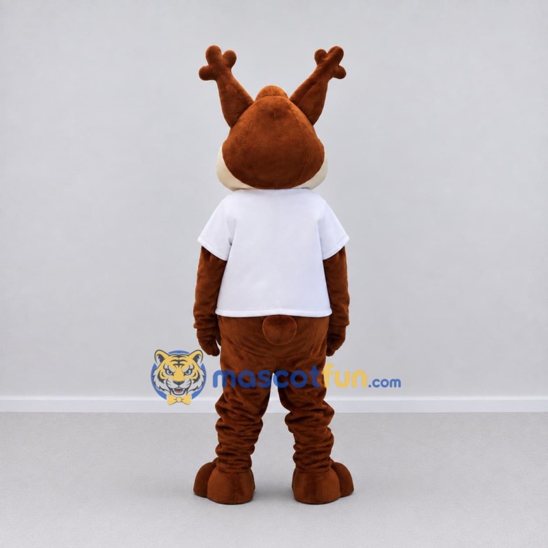 Custom Brown and White Reindeer in T Shirt Mascot Costume Adult Full Body Suit for Christmas Events Custom Brown and White Reindeer in T Shirt Mascot Costume Adult Full Body Suit for Christmas Events