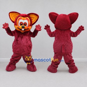 Custom Burgundy and Orange Animal Character Mascot Costume Adult Full Body Suit for School Events