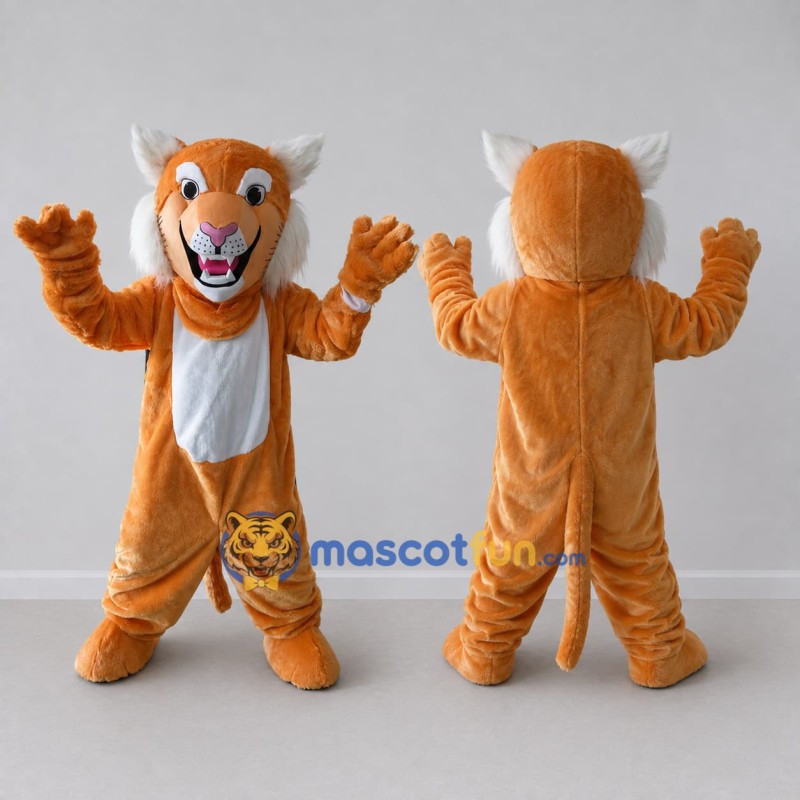 Custom Orange and White Big Cat Mascot Costume Adult Full Body Suit for Wildlife Events Custom Orange and White Big Cat Mascot Costume Adult Full Body Suit for Wildlife Events