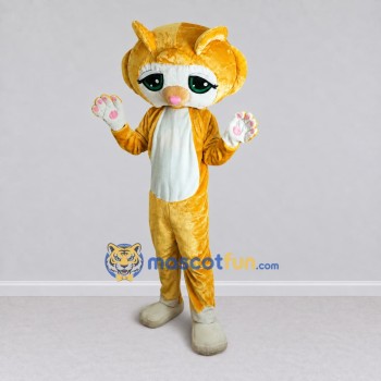Custom Yellow and White Cat Mascot Costume Adult Full Body Suit for School Events Custom Yellow and White Cat Mascot Costume Adult Full Body Suit for School Events