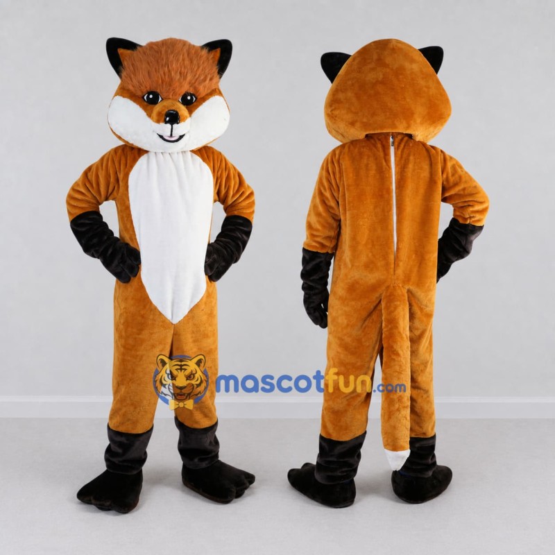 Custom Orange Black and White Fox Mascot Costume Adult Full Body Suit for Wildlife Events Custom Orange Black and White Fox Mascot Costume Adult Full Body Suit for Wildlife Events