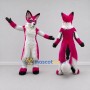 Custom Pink Black and White Fox Mascot Costume Adult Full Body Suit for School Events
