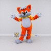 Custom Orange Gray and Yellow Cat with Scarf Mascot Costume Adult Full Body Suit for School Events