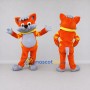 Custom Orange Gray and Yellow Cat with Scarf Mascot Costume Adult Full Body Suit for School Events