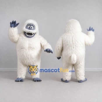 Custom White and Blue Gray Yeti Mascot Costume Adult Full Body Suit for Winter Events