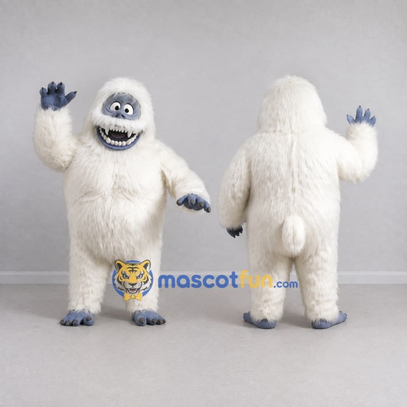 Custom White and Blue Gray Yeti Mascot Costume Adult Full Body Suit for Winter Events Custom White and Blue Gray Yeti Mascot Costume Adult Full Body Suit for Winter Events